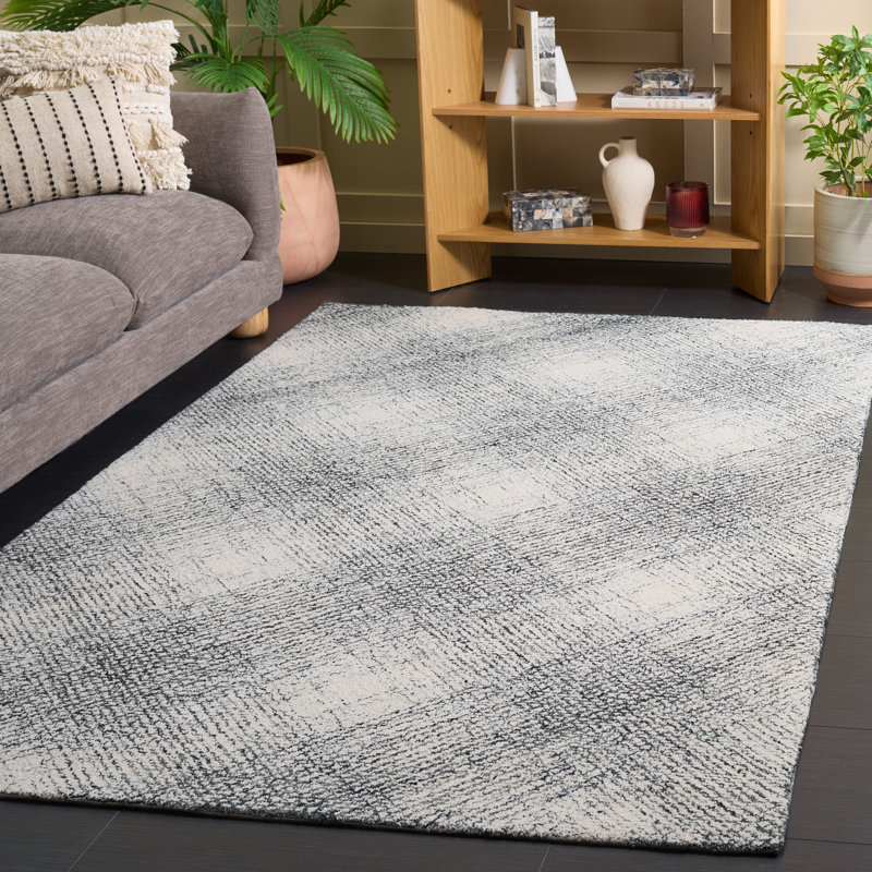 Abstract Hand Tufted Wool Abstract Rug, Rectangle 5' x 8'