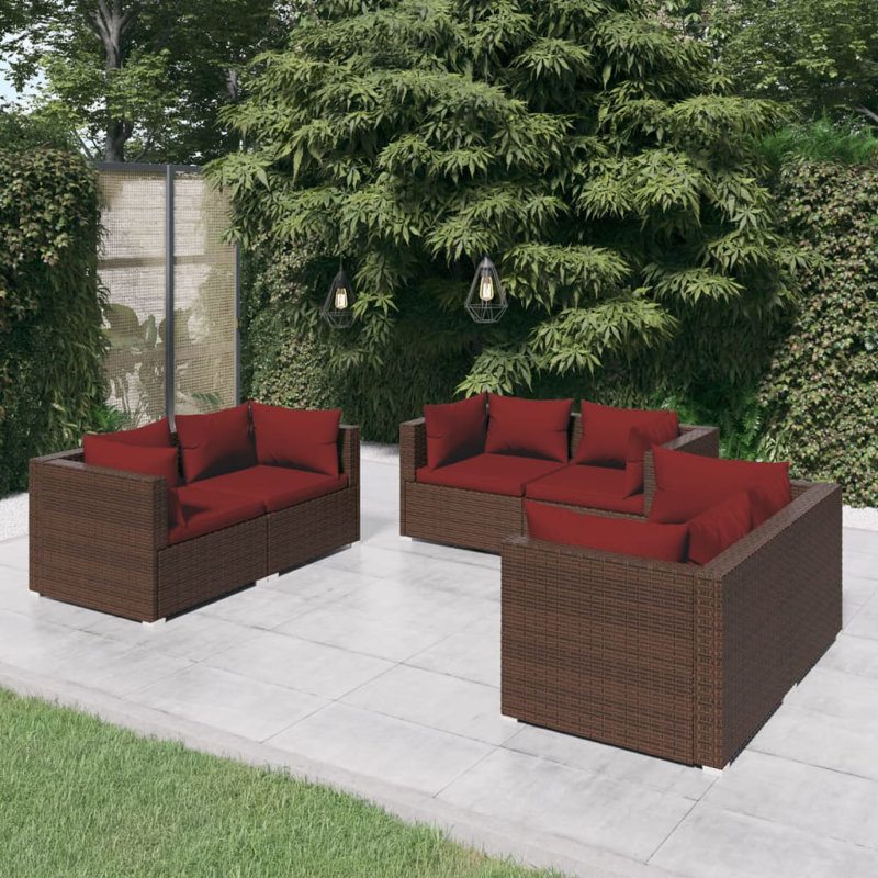 6 Piece Lounge Sofa Seating Group, Cinnamon red, Brown