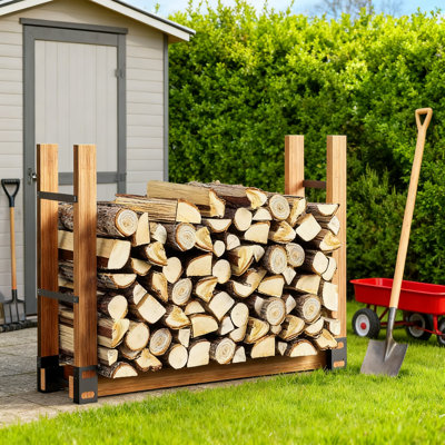 Ensemble de 4 supports de support de bois de chauffage réglables pour l'extérieur et l'intérieur