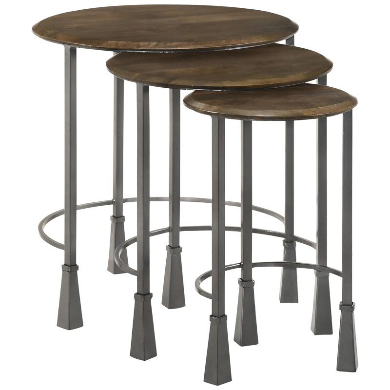 Tables basses en bois de manguier chaud - Pieds en fer bronze industriel à usage domestique