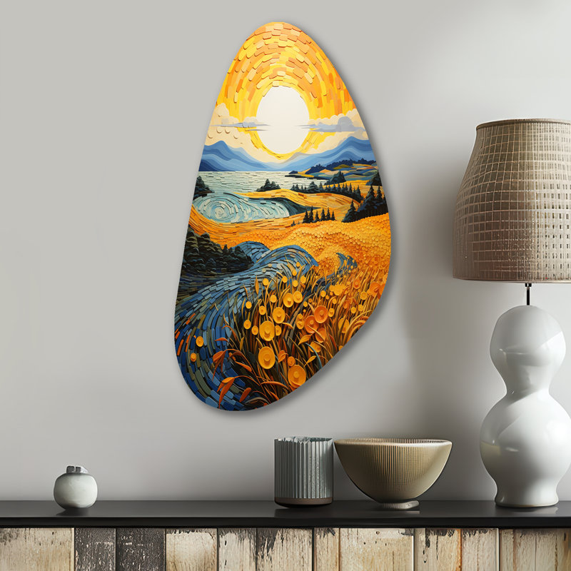 Heriberto - art mural asymétrique en forme de chute Vangogh, H 31 po x l 17 po