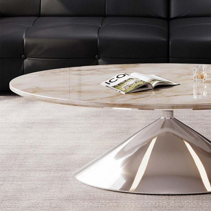 Table basse moderne minimaliste ovale en marbre