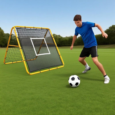Soccer & Softball Rebounder Net 4x4 ft – Adjustable Pitchback Training Net with Steel Frame for Kids & Teens