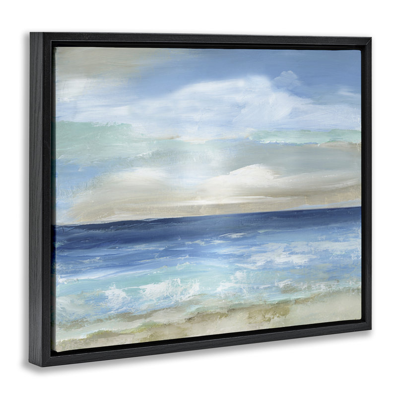 Crashing Ocean Ripples, H 17 po x l 21 po, Cadre flottant noir de jais