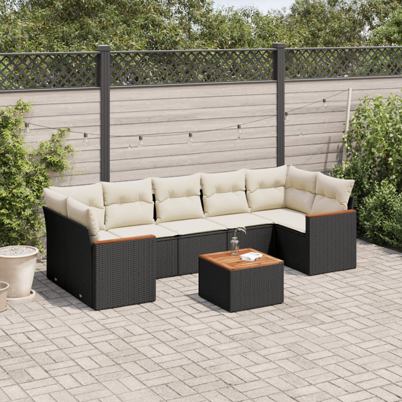 Vidaxl Garden Sofa Set Black, Cream White