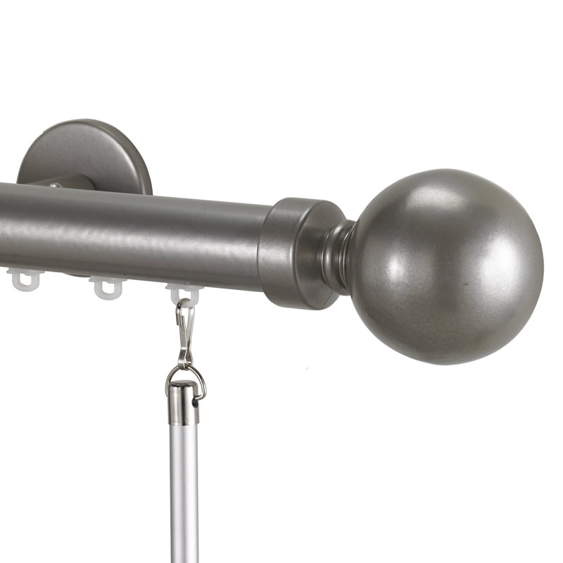 Tringle à rideaux simple Tatman, Argent antique, H 3 po x l 132 po x P 3,38 po