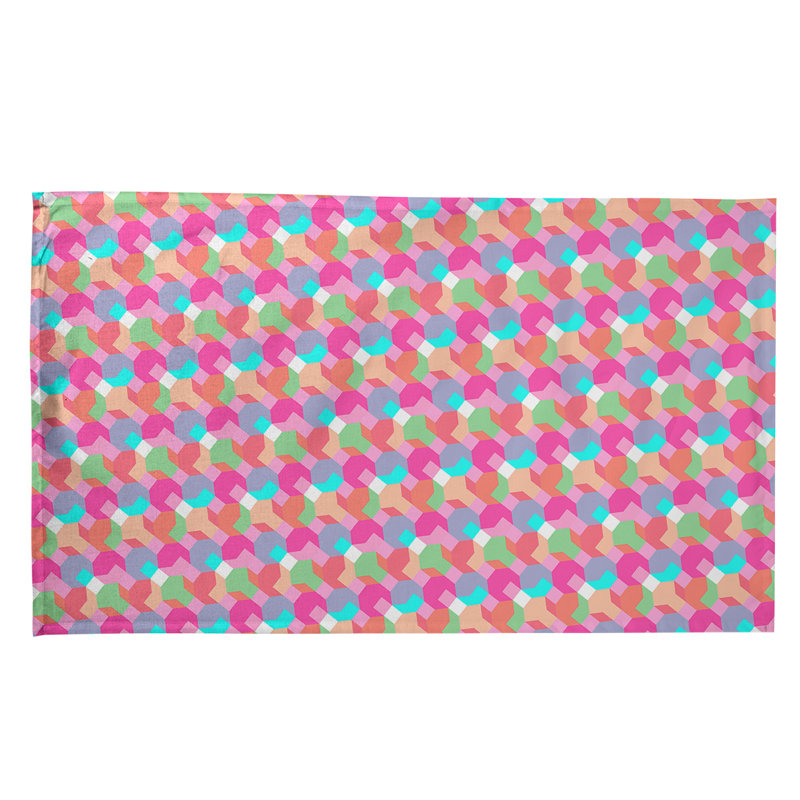 Serviette à thé octogone, Polyester sergé, Rose