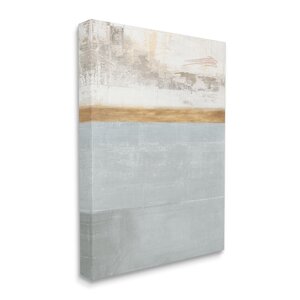 Abstract Landscape Layered Blocks Grey Brown Off-White  XXL Stretched Canvas Wall Art By Dan Meneely