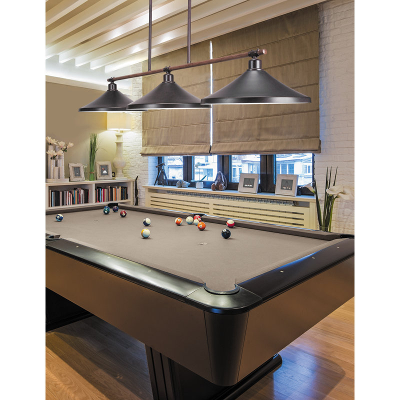 Blacksmith 3 Light Bar Shown In Painted Wood-look Metal & Dark Granite Finish With 14" Dark Granite Cone Metal Shades