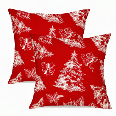 Winter Wonderland Pillowcase Set - Decorative Cushion Covers for Sofa & Bed, Holiday Tree Print Farmhouse Outdoor Pillows, Couch Decor