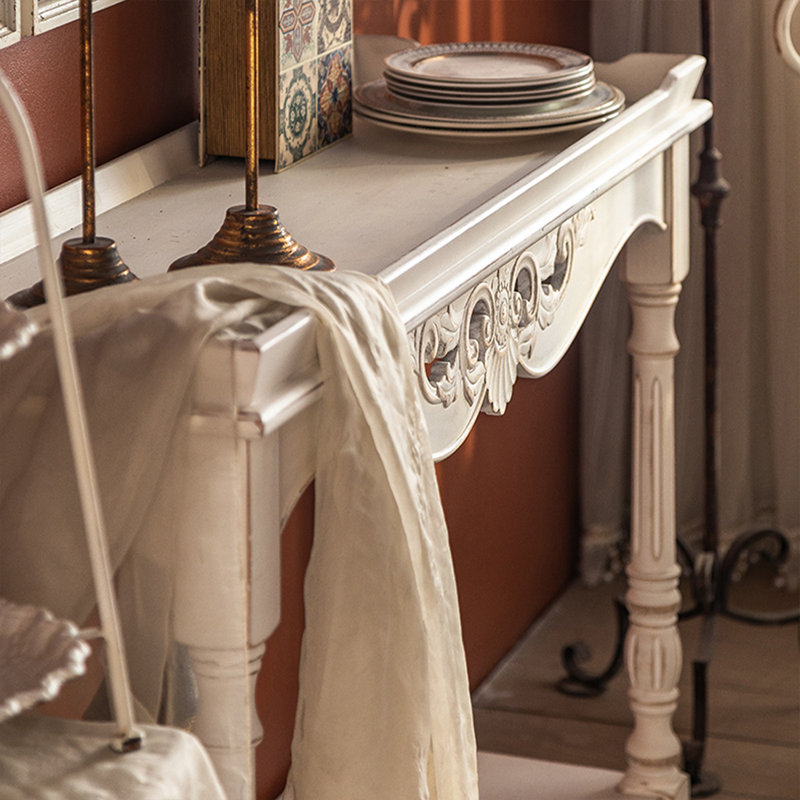 Console rectangulaire en bois massif blanc