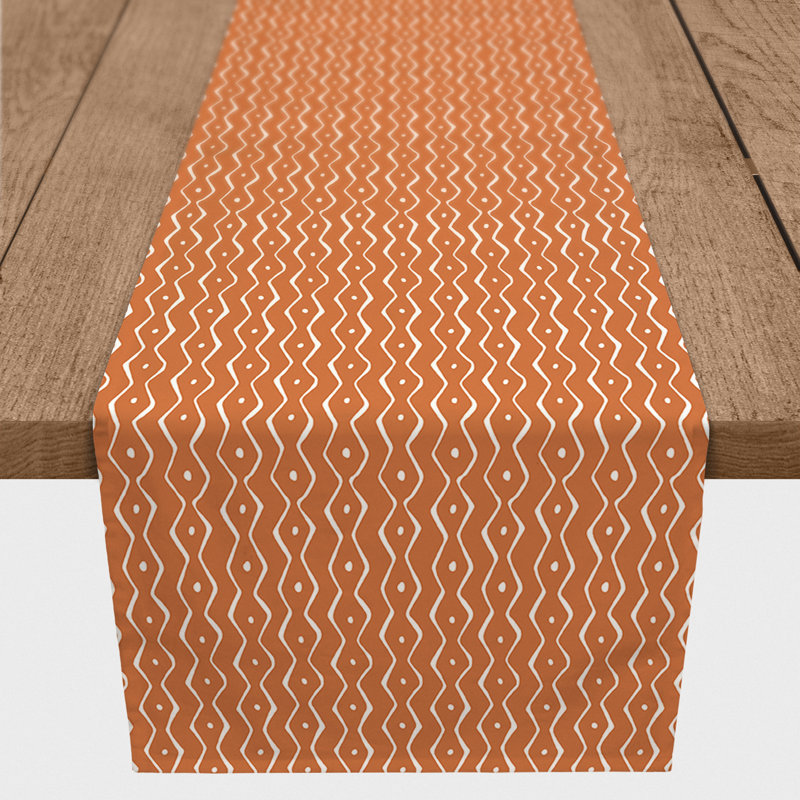 Koziol Geometric Table Runner, 90" L x 16" W, Orange, Chevron