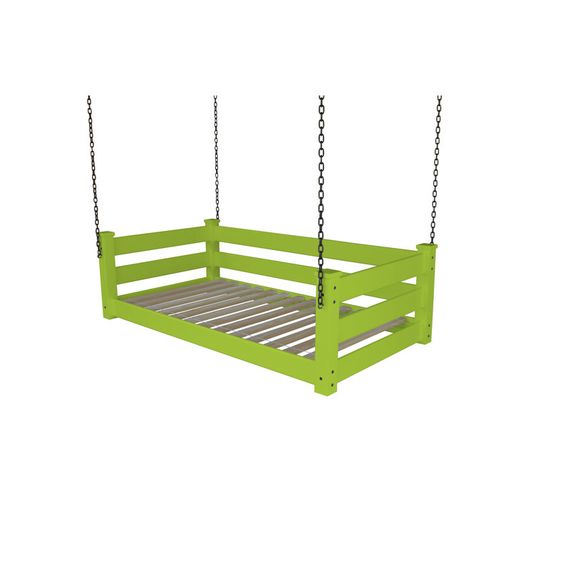 Adrow Solid Wood Hanging Daybed, Twin, Lime Green