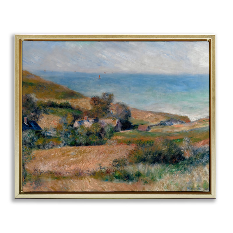 Vue du cadre flottant Renoir, conception de Pierre-Auguste Renoir, H 17 po x l 21 po, Cadre flottant métallique doré