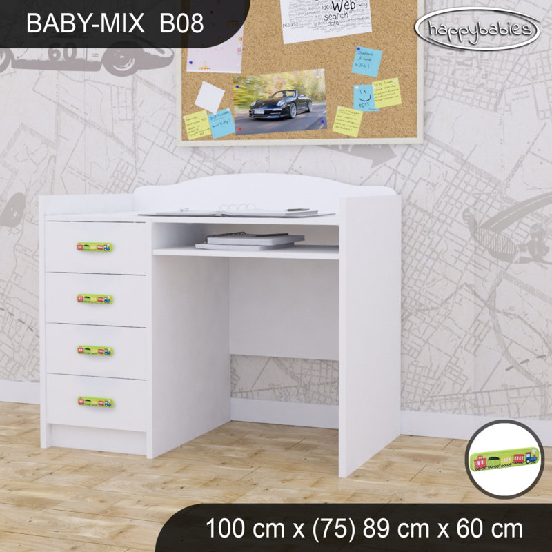 100cm Computer Desk, White/Green
