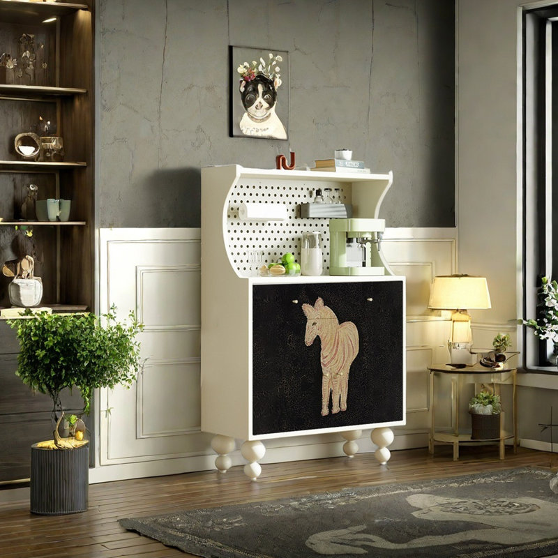 Modern art creative large-capacity accent cabinet, Ivory White
