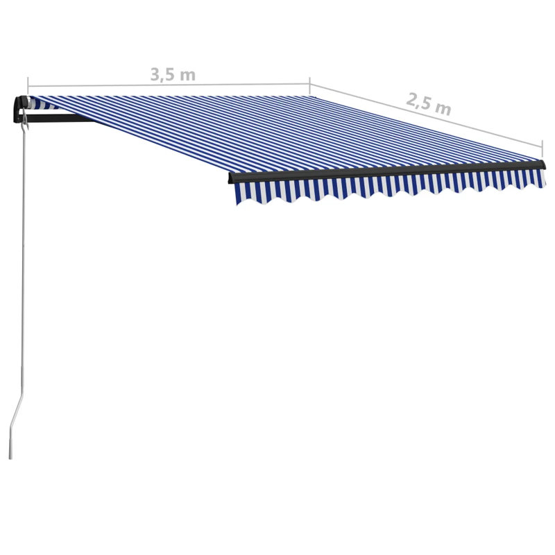 Dakota Fields Anthracite Cover Retractable Patio Awning, 2.5m W x 3.5m L, Blue/White