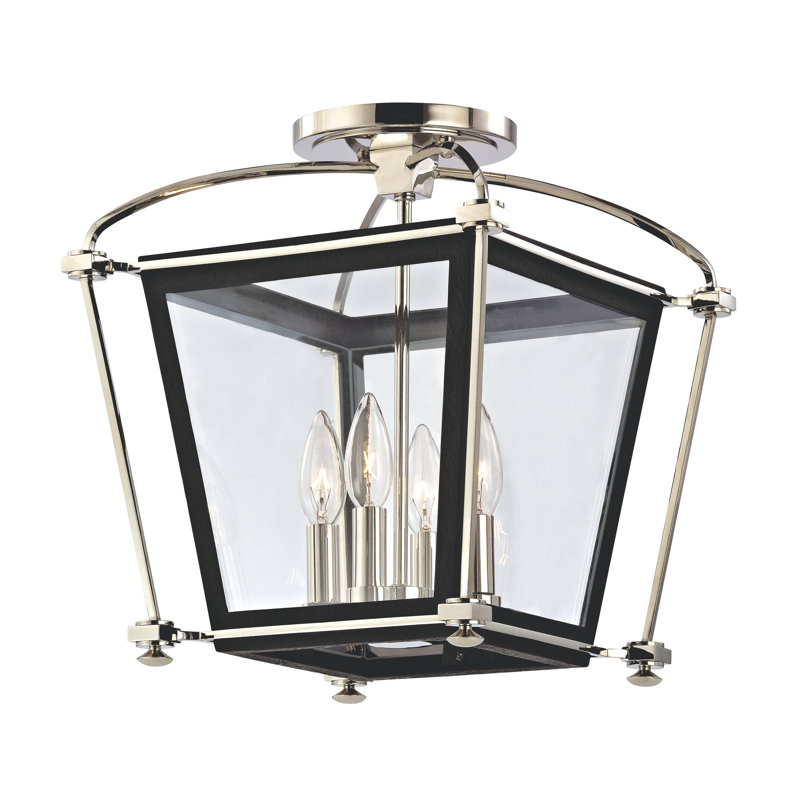Plafonnier semi-encastré 4 lumières 12,75 po Hollis, Nickel poli