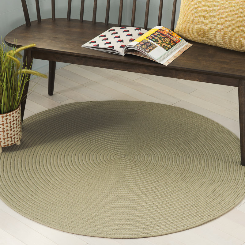 Tair Hand Woven Performance Machine Washable Solid Color Indoor/Outdoor Area Rug, Round 4'