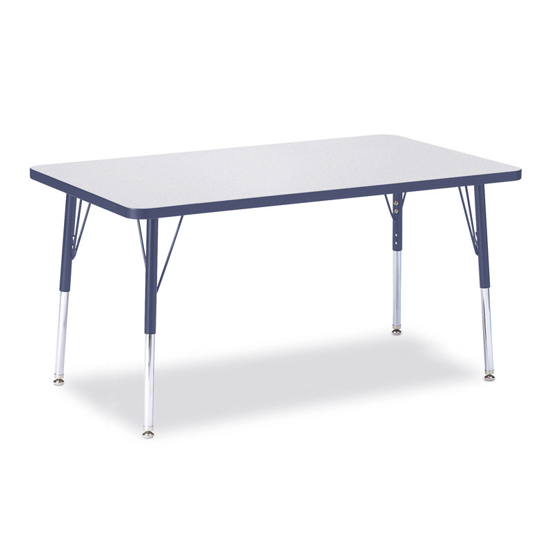 Berries Rectangle Activity Table, Standard Leg Adult 24"- 31", Gray/Navy, 48" L x 30" W