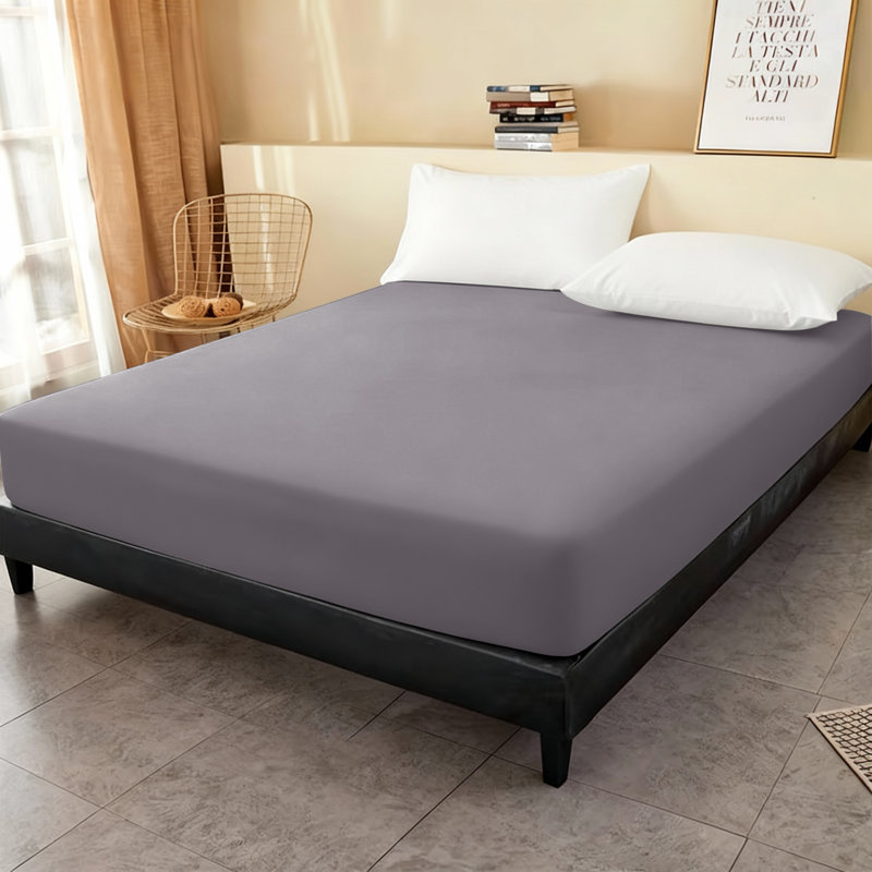 Super Soft Microfiber Fitted Sheet – 25cm Deep Pocket, Brushed Finish, Double (4'6), Grey