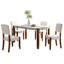 Ensemble de mobilier de salle à manger moderne 5 pièces, coin repas pour 4 personnes pour la cuisine, table de style faux marbre de 46 po et 4 chaises rembourrées avec pieds en bois d'hévéa massif
