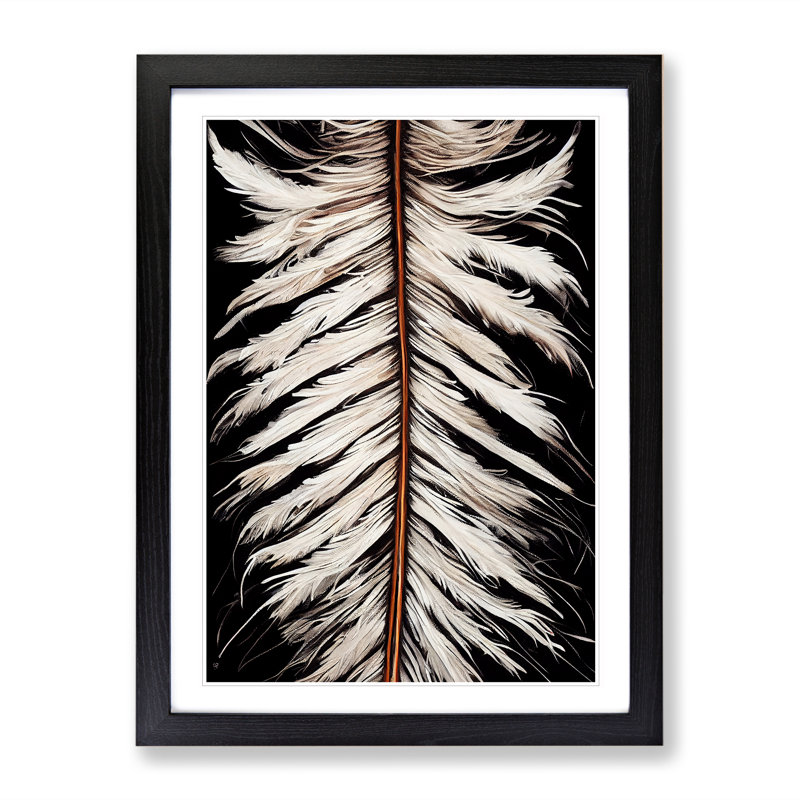 XV1022-5236X Winter Feather - Single Picture Frame Print, 64cm H x 46cm W, Black Framed