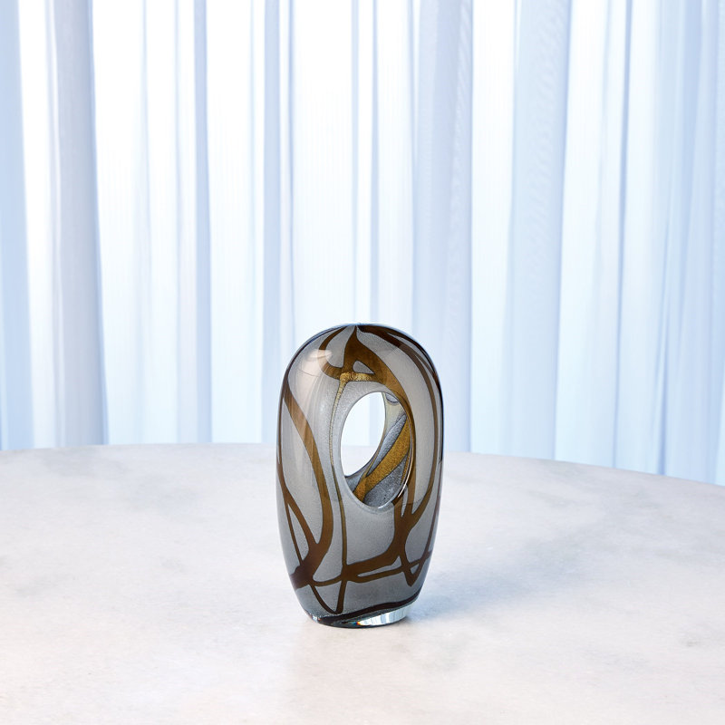 Handmade Glass Table Vase, 9.5" H x 5" W x 4" D
