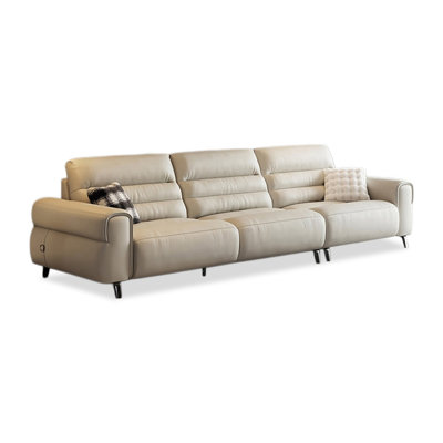 White Genuine Leather Modular Sofa cushion Fourseat