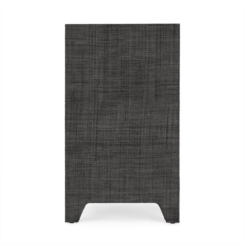 Bar Harbor Raffia 1 Drawer Nightstand, Charcoal Gray