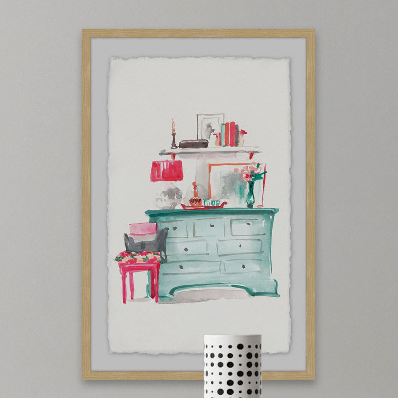 Aqua Dresser - Single Picture Frame Painting, 61 cm H x 41 cm W