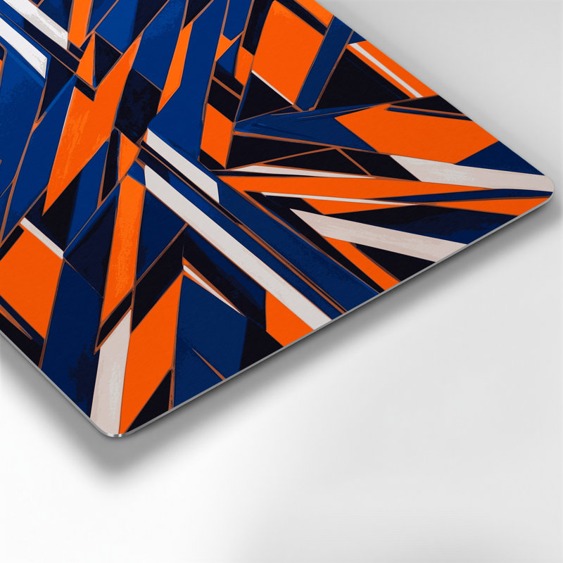 Hard Edge 5, art mural en métal bleu, H 11 po x l 14 po