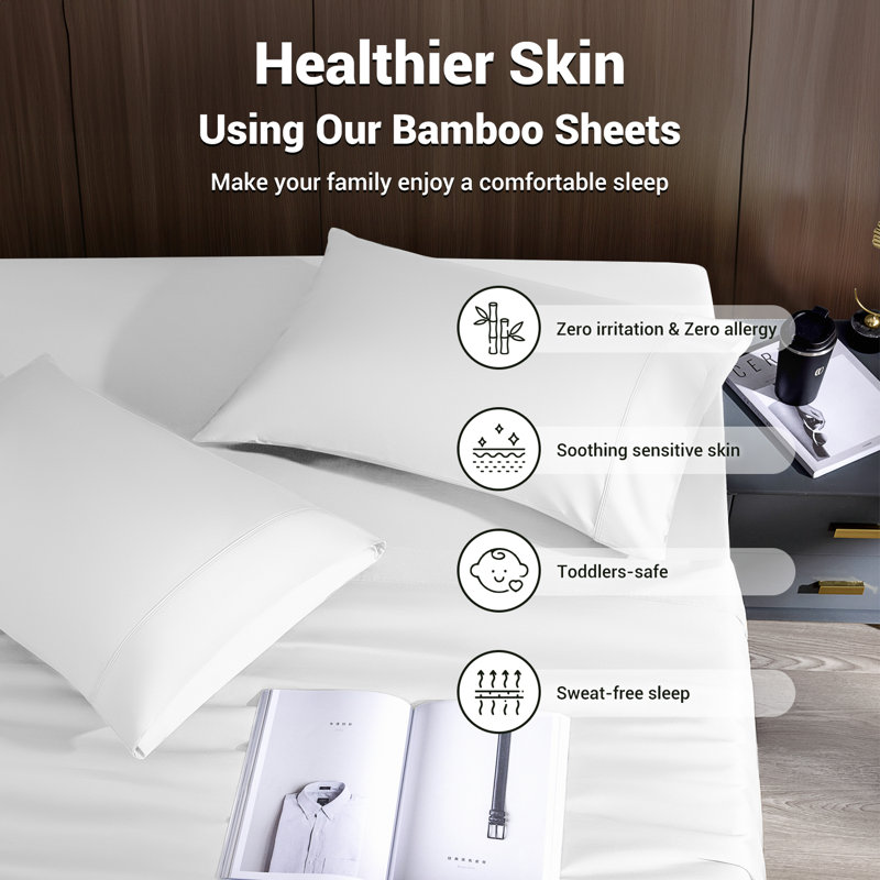 Bamboo Sheet Set, King Sheet Case Pack with 3 Additional Pieces, White
