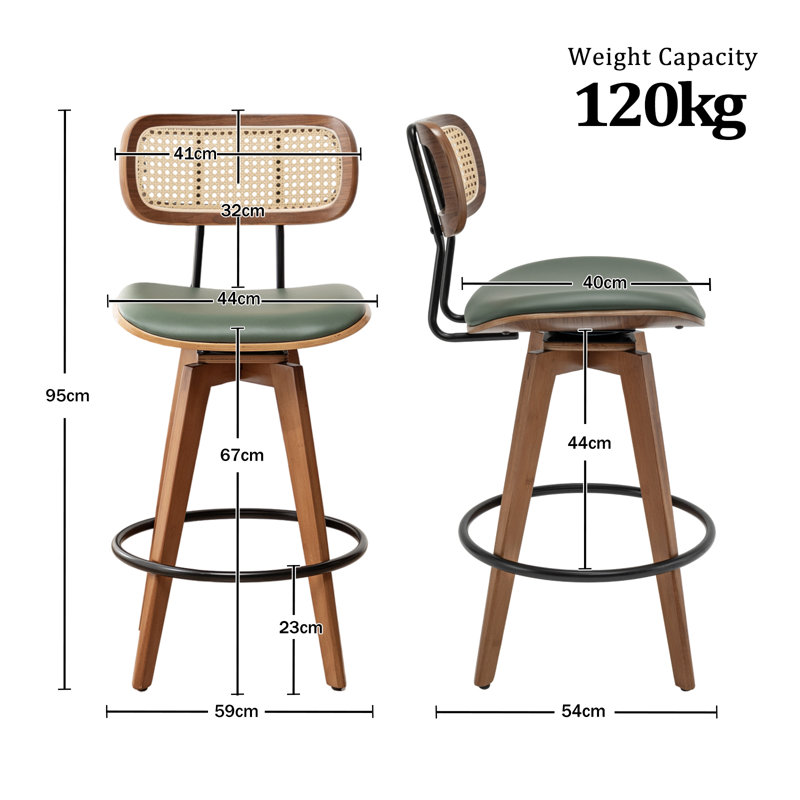 Sirine 66.8cm Swivel Bar Stool, Green