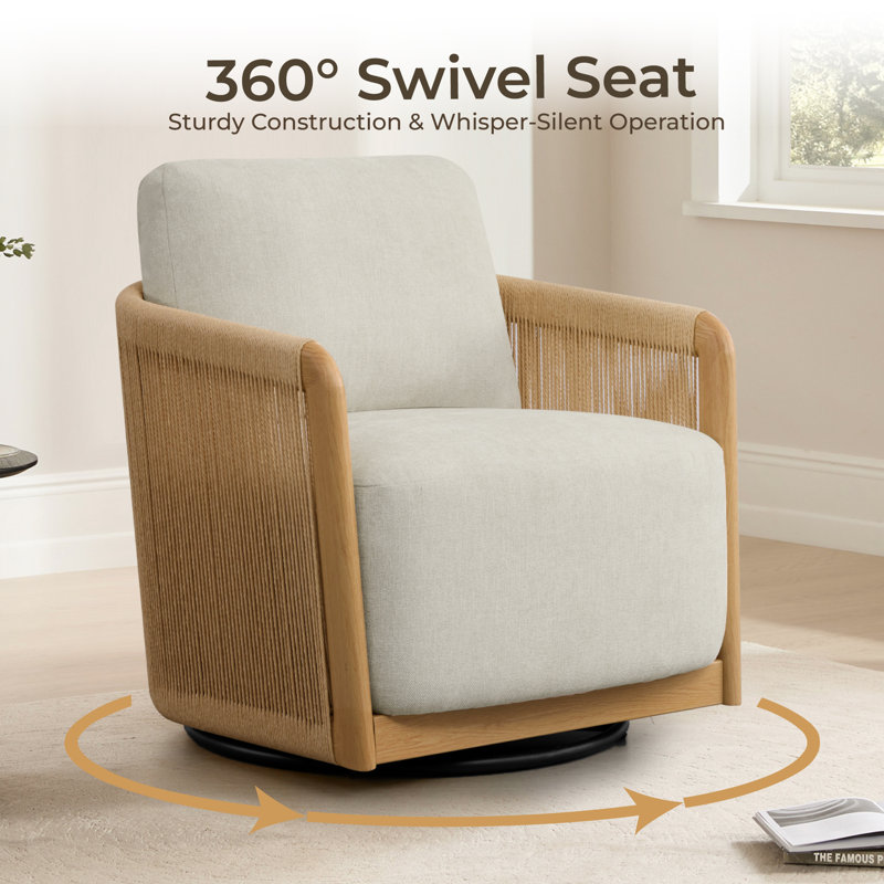 Linen-like Upholstered Swivel Accent Chair, Linen