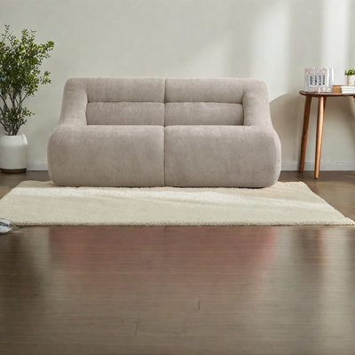 Canapé beige en tissu chenille moderne et peu encombrant sans assemblage requis