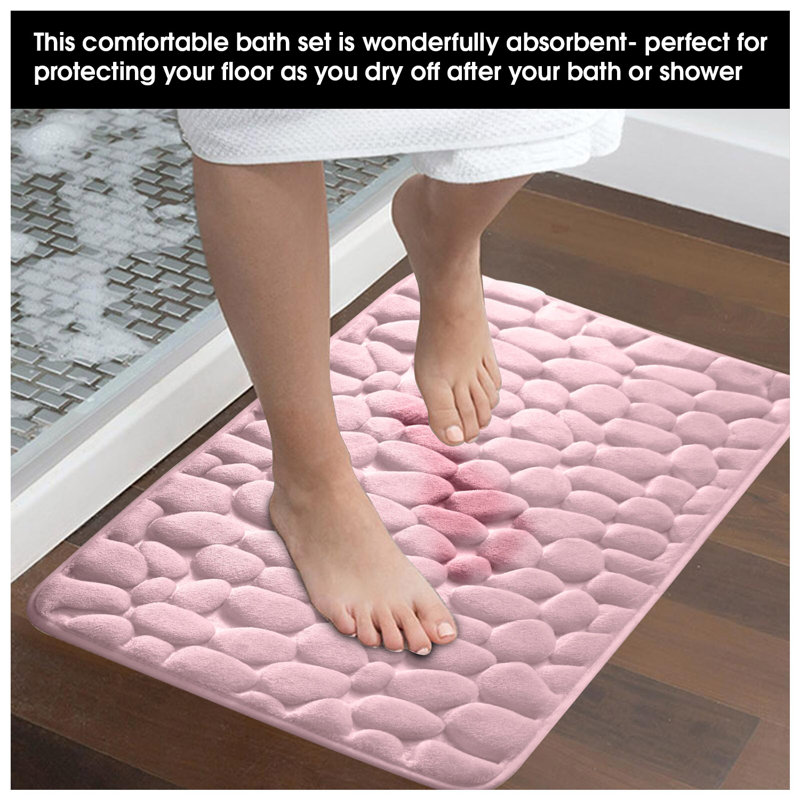 Memory Foam Non-Slip Bath Mat, Blush Pink