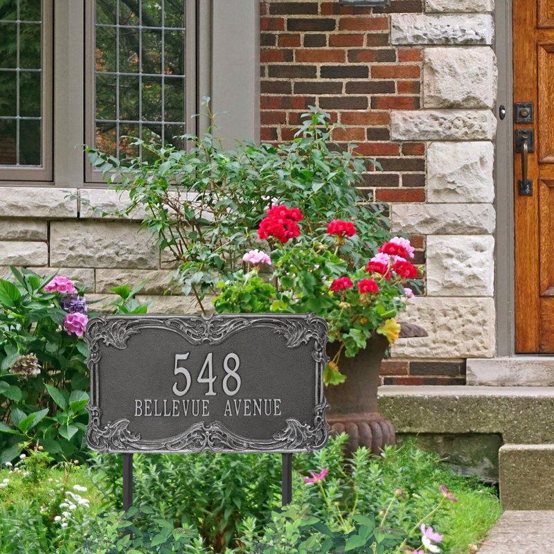 Signature Series 2-Line Lawn Address Sign, Smoke Gray, Gray, Yes