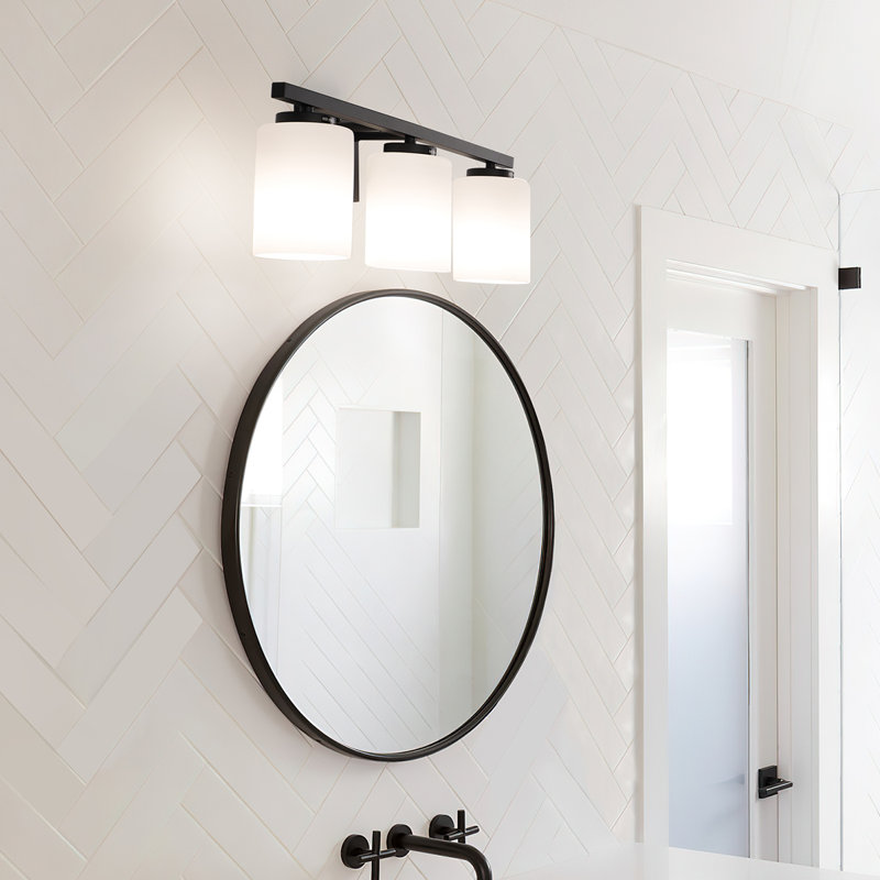 Éclairage pour meuble-lavabo à intensité variable Ellysen, 3, Noir mat