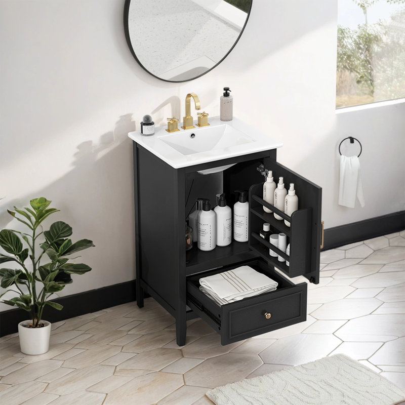 Meuble-lavabo simple 20 po avec comptoir en céramique