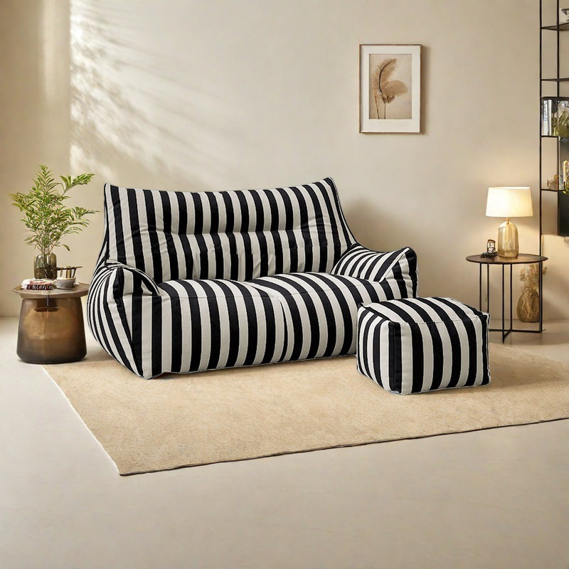 Simple striped bean bag sofa, Black 