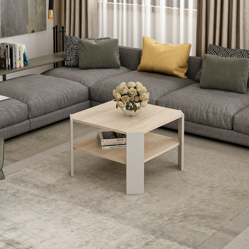 Azeldien Coffee Table With Storage Space, Grey, Sonoma