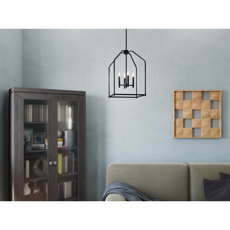 4-Light 16" Satin Black Pendant, Satin Black