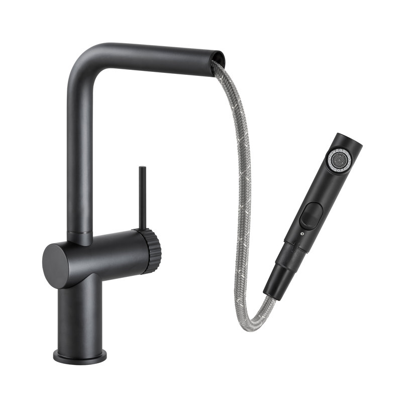 Abode Fraction Single Lever Pull Out Spray Tap, Matte Black