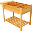 Lit de jardinage surélevé brun avec table d'appoint pliable et étagère de rangement 8 plantation pour les amateurs