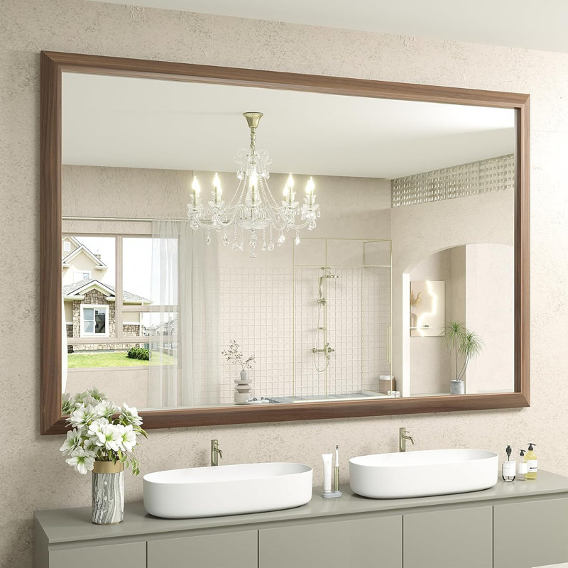 Lunara Belveled Edged Accent Rectangular Bathroom Wall Mirror with Tempered Glass & Rust-proof Aluminimn Framed, 55" x 36"