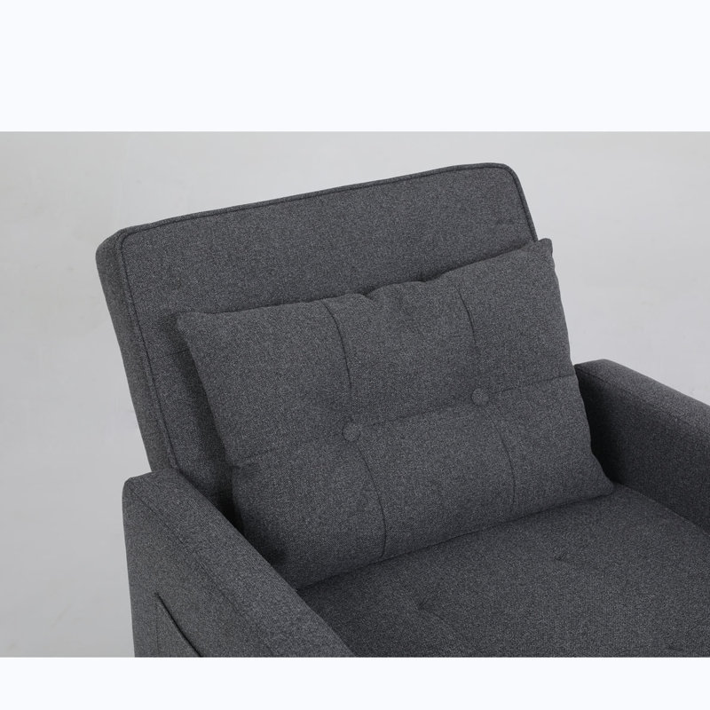 Convertible Chair Bed Pull Out Sleeper Chair, Gray Linen