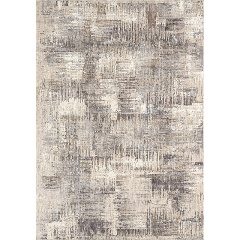 Toile Mayflower - Tapis abstrait texturé gris moderne, Rectangle 7 pi 10 po x 10 pi 6 po