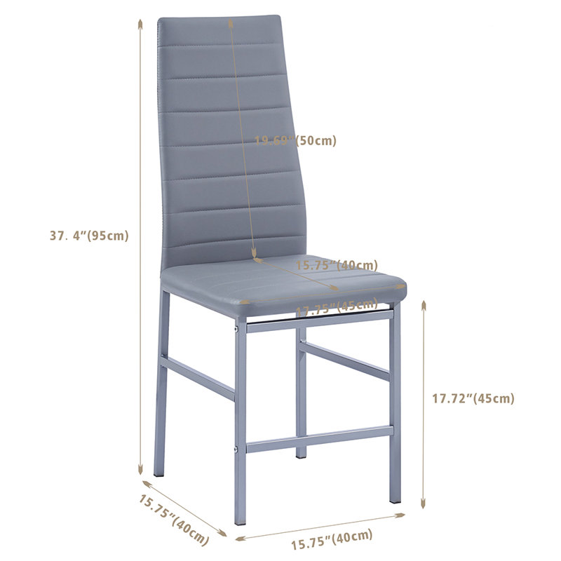 Nurques 114.3cm H Upholstered Metal Parsons Chair, Slate Grey, Grey