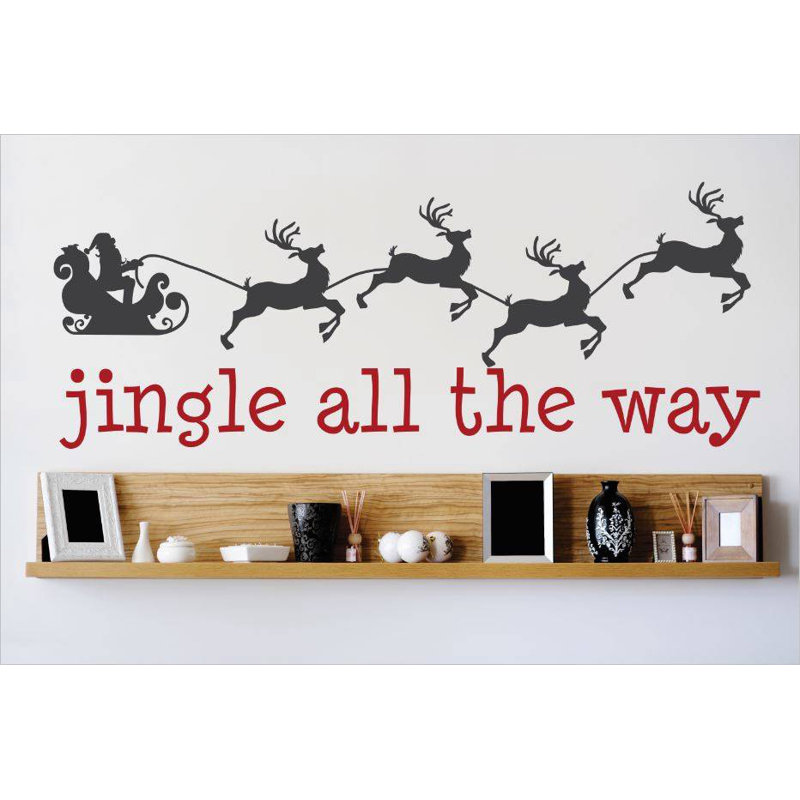 Décalcomanie murale tous the way jingle, H 8 po x l 20 po x P 0,16 po, Noir / Rouge